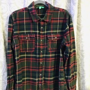 Mens Wool Plaid Button Down